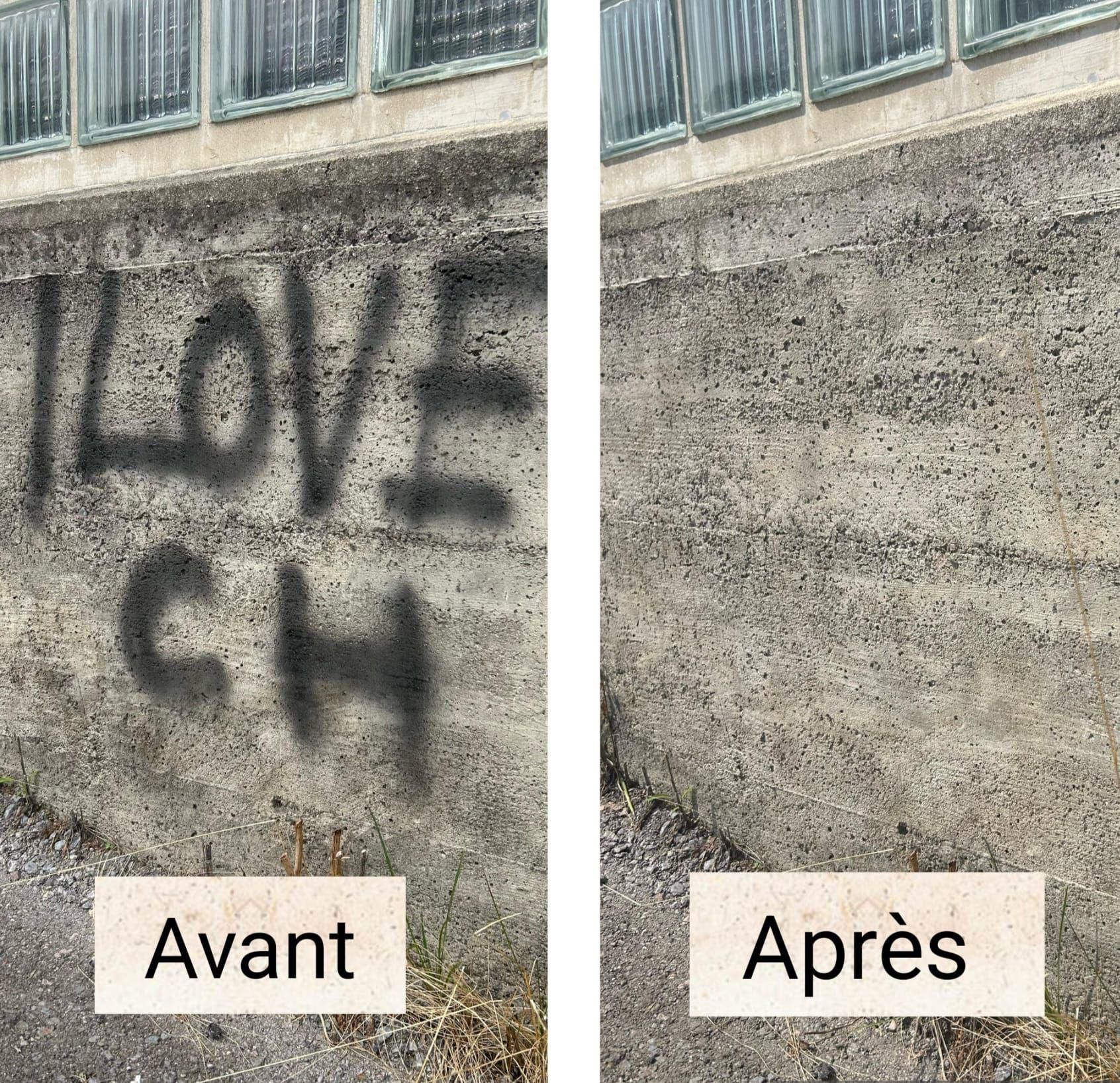 Photo nettoyage grapffiti mur béton